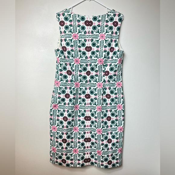NWT Boden Tatiana Textured Dress Ivory Pink Trellis Tile Print Size 10L Womens - Picture 7 of 10